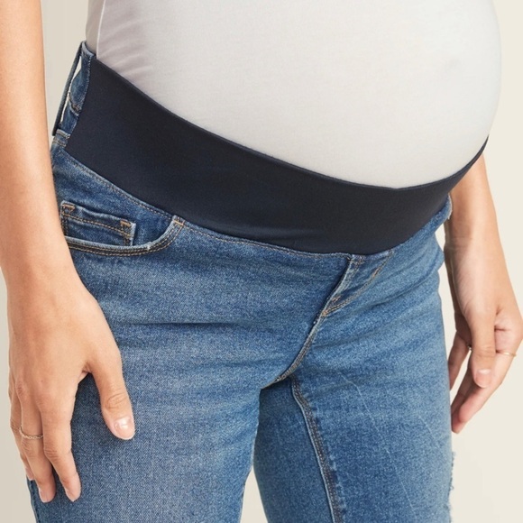 Old Navy Maternity Front Low-Panel Skinny Leg Stretch Dark Blue Rockstar Jeans - Picture 1 of 7